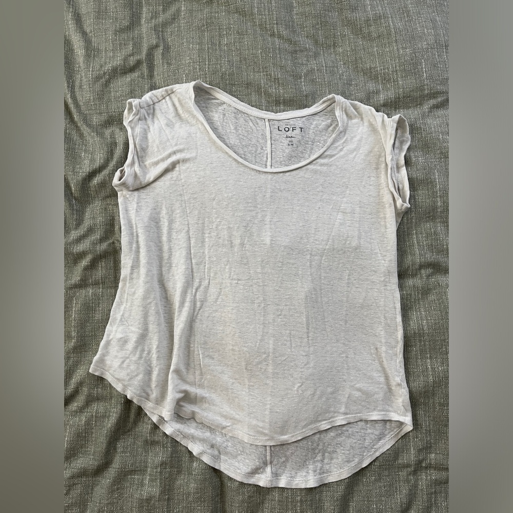 LOFT linen short sleeve - white